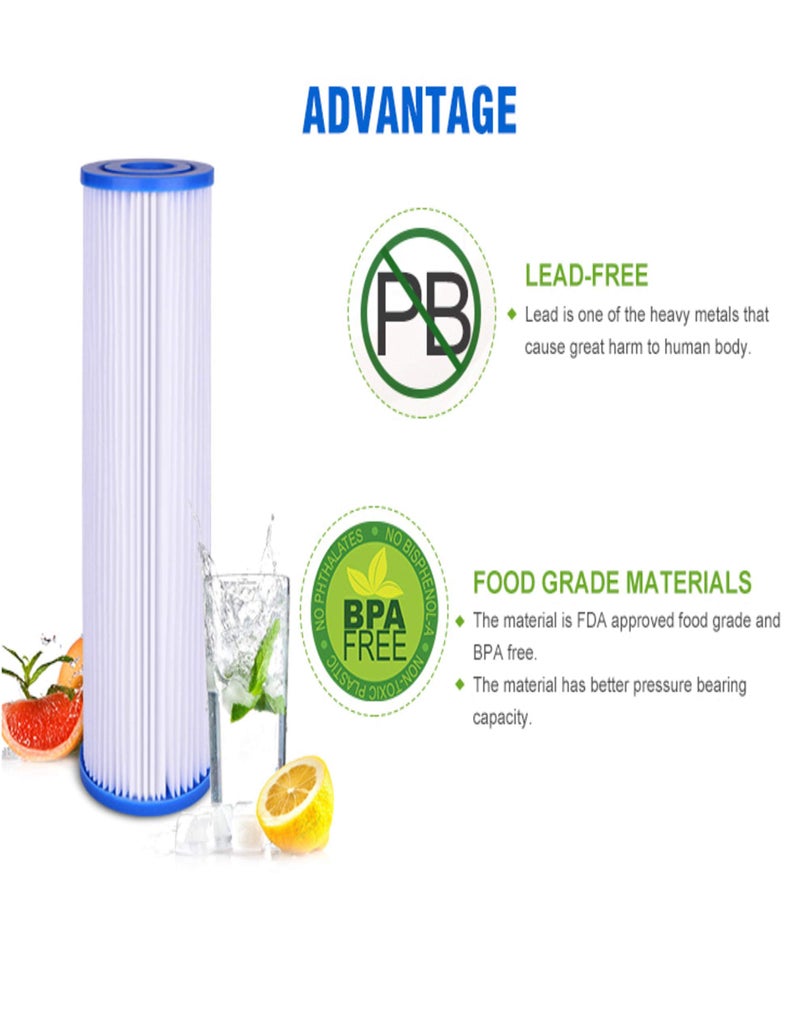CFS â€“ 4 Pack Pleated Household Water Filter Cartridges Compatible with HDX HDX2PF4 Models â€“ Removes Bad Taste & odor â€“ Whole House Replacement Filter Cartridge â€“ 30 Micron â€“ 10" x 2.5" - Image 3